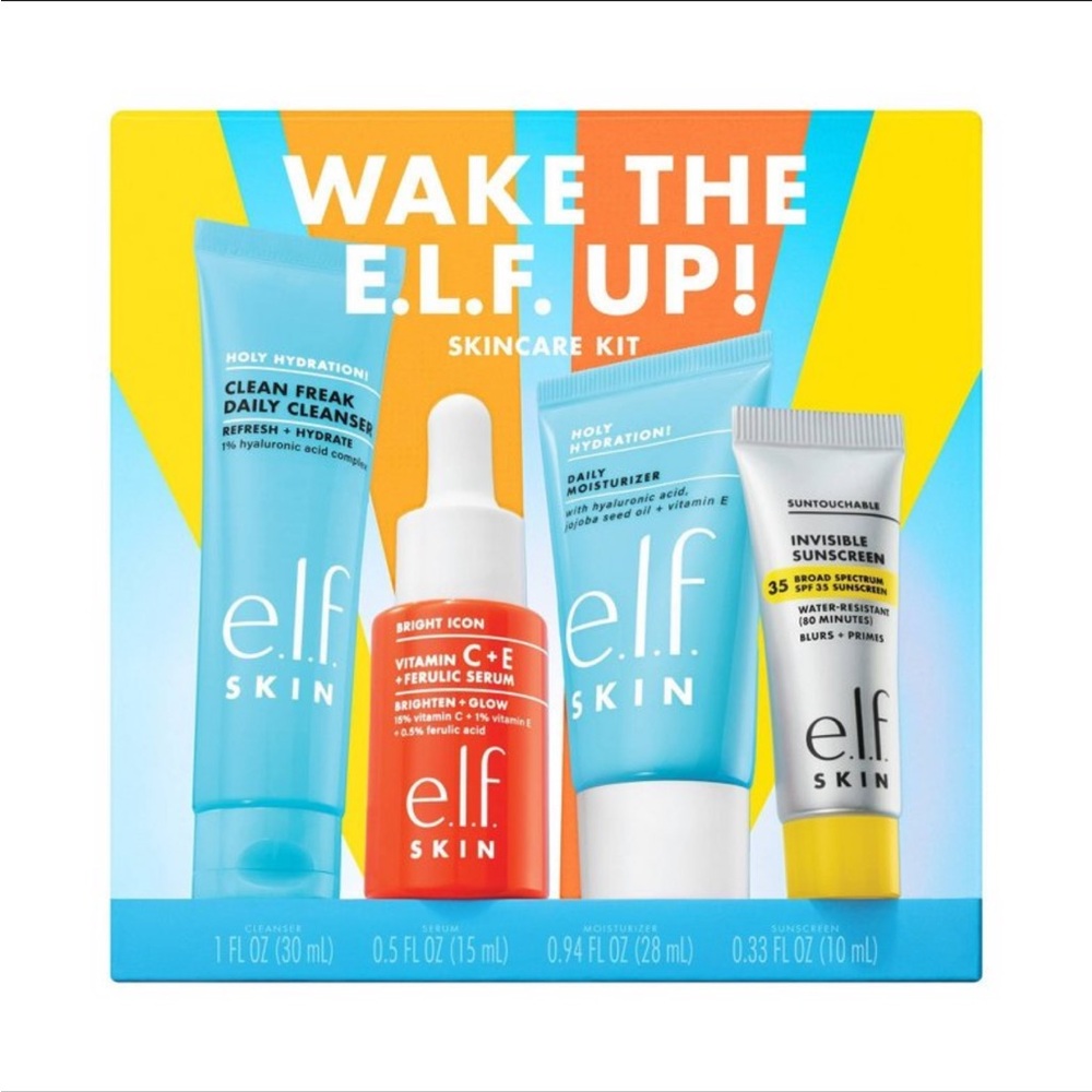 NEW elf Skin Wake Up Skincare Kit Holiday Gift Set - Christmas Gifts